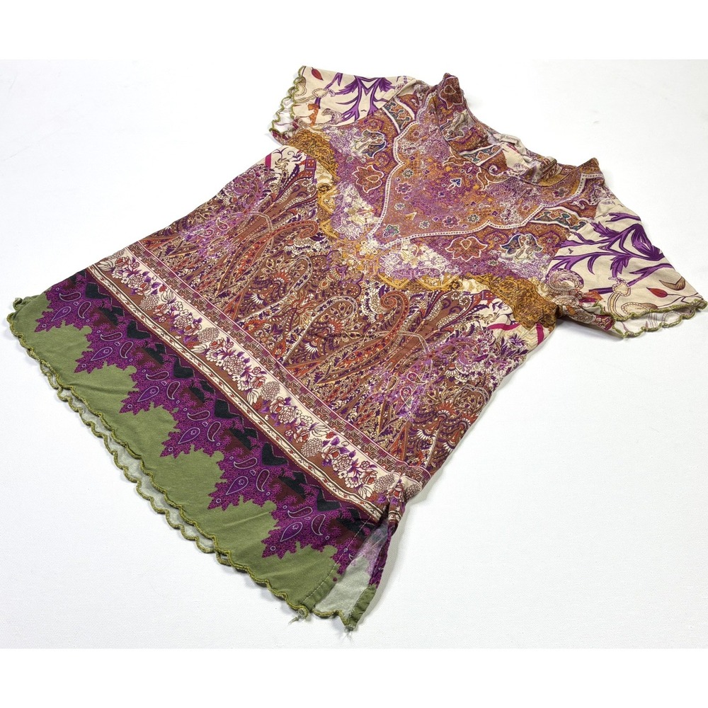 Soft Surroundings Tunic Top Women's XS Paisley Floral Boho Short Sleeve - Picture 5 of 10